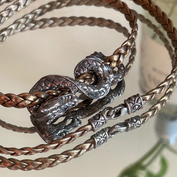 VintageJOHN HARDY 925 Dragon & Leather Bracelet